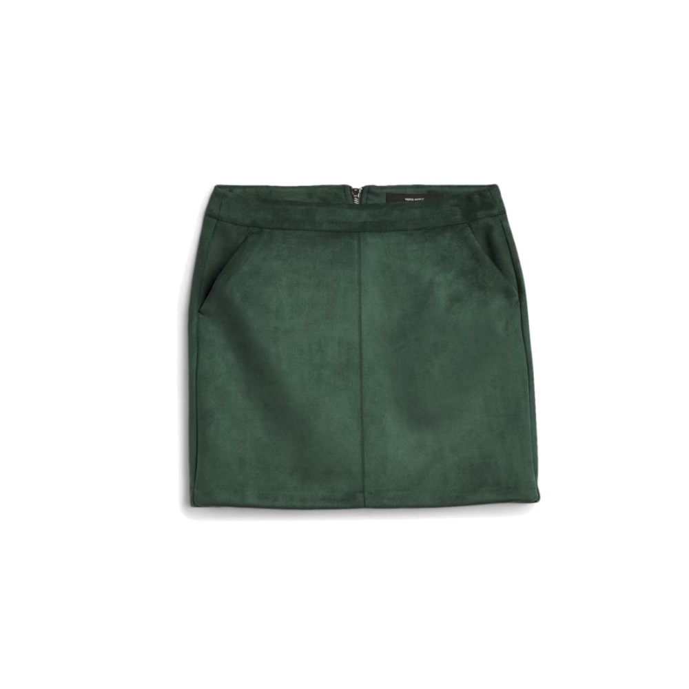 Green faux suede skirt